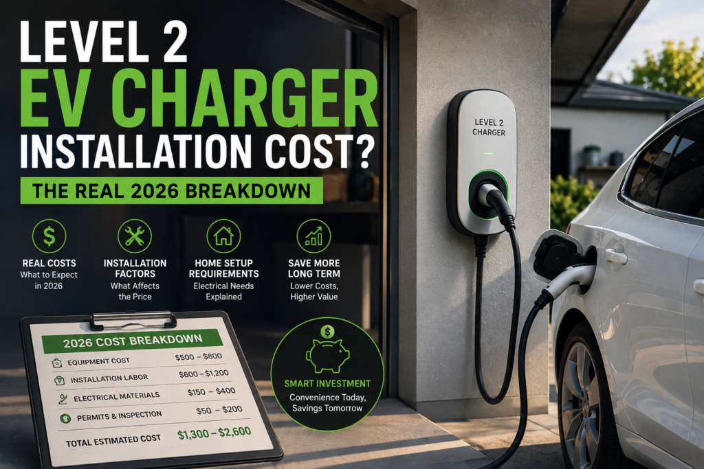 The image is describing the EV Level @ charger cost