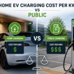 home ev charging cost per kwh vs public